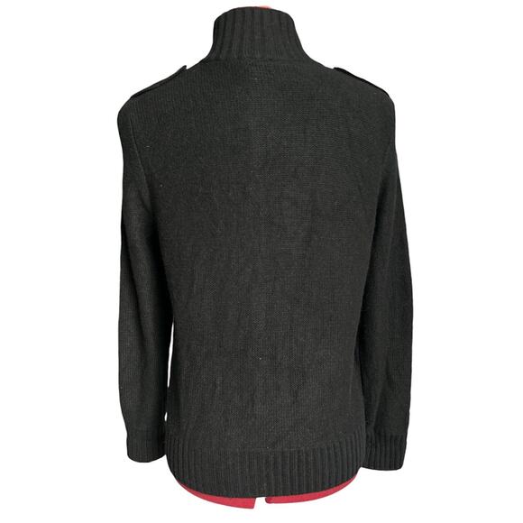 Talbots Medium P Black Lambs Wool & Cashmere‎ Blend Hight Neck Cardigan Sweater - Picture 2 of 7
